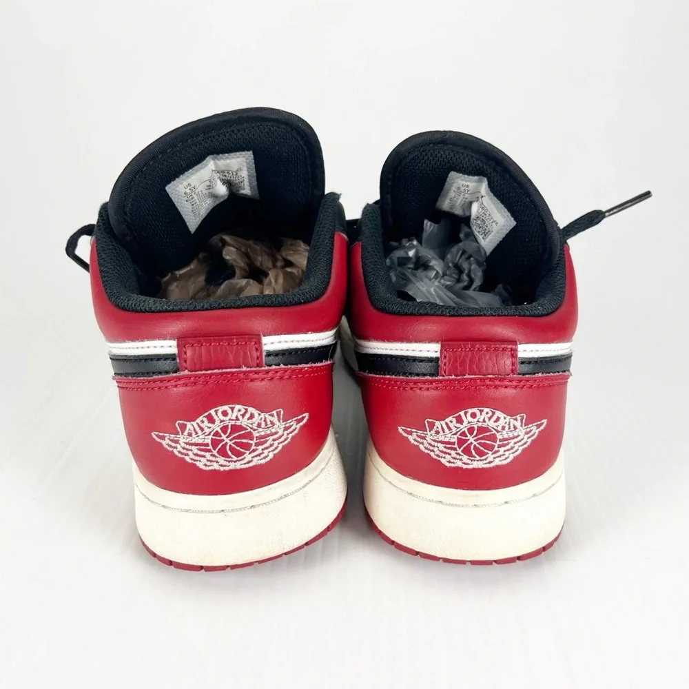 Nike Air Jordan 1 Low Bred Toe Black Red Athletic Sneakers Shoes Youth